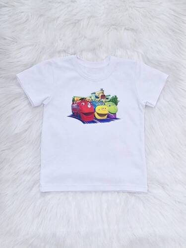 Pociągi Koszulka dziecięca krótki rękaw Bambarillo biały
