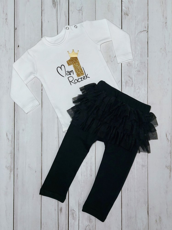 "Roczek" Body z długim rękawem dla dziewczynki Bambarillo - różowe