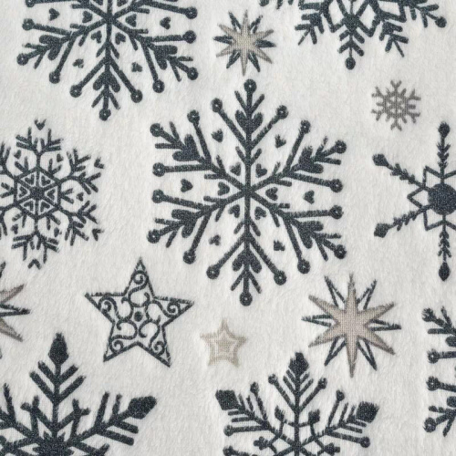 Koc świąteczny Eurofirany biały granatowy śnieżynki – miękka narzuta z mikrofibry, 240 g/m²