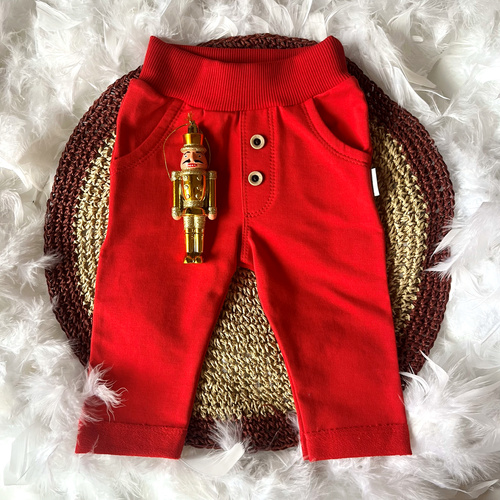 Mamatti Spodnie Dresowe SM014 Merry Christmas – Czerwone, Bawełniane