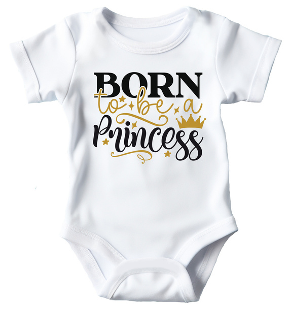 SKU A038 "Born to be a princess" Body krótki rękaw Moocha biały