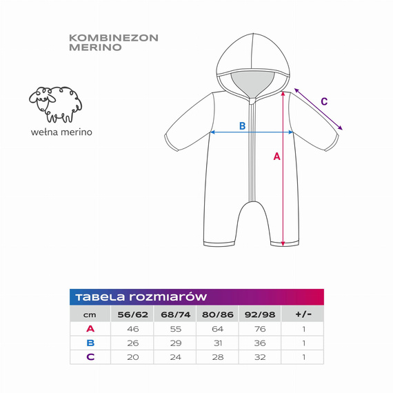 Kombinezon niemowlęcy z wełny merino Eevi – granatowy, miękki i oddychający