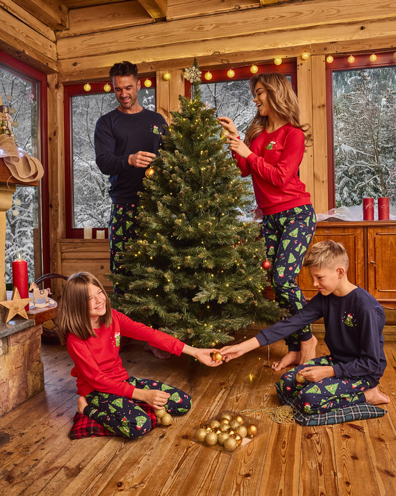 592/182 Christmas Tree Piżama dziewczęca Cornette czerwony