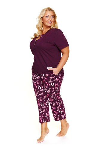 Doctor Nap 7267 – Piżama damska plus size z bawełny | Polska produkcja, 100% bawełna - burgundy