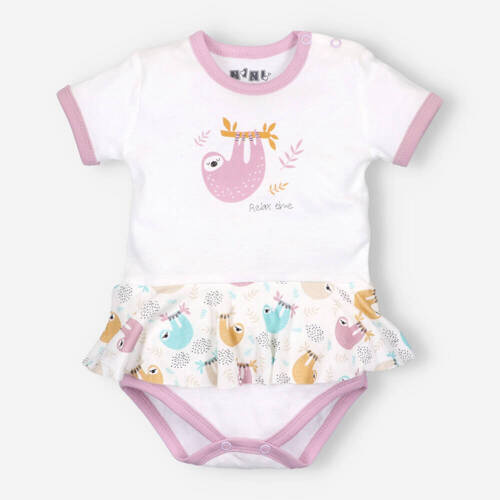 Leniwiec Body bawełniane z falbanką Nini druk