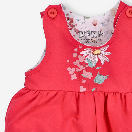 ABN-5066/KOR Łąka Spodnie ogrodniczki z bawełny organicznej Nini różowy