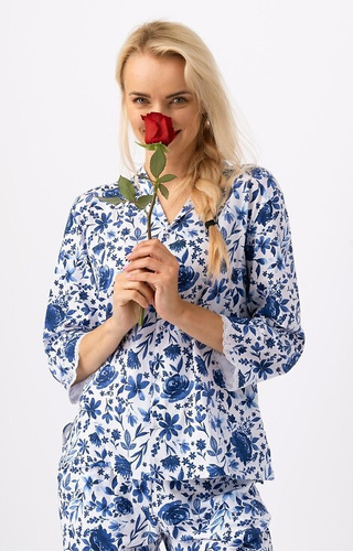 LNS 521 Piżama Damska Key -biały-granatowy