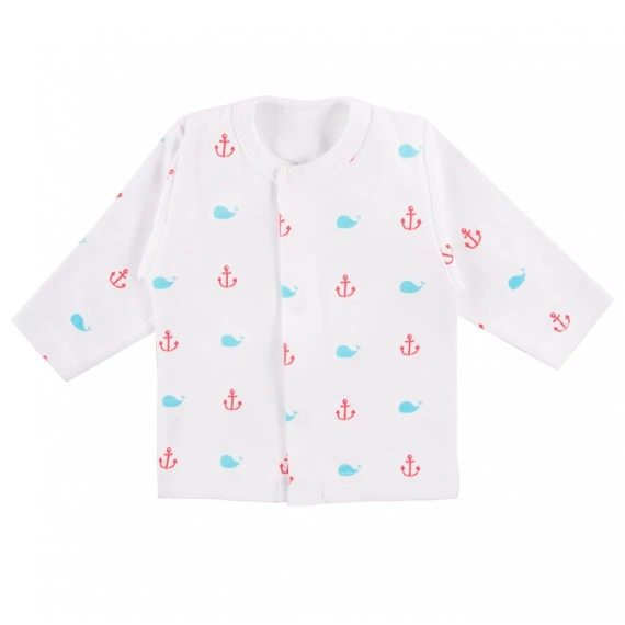 Kaftanik bawełniany dla chłopczyka "Little Sailor" Ewa Klucze- biały druk