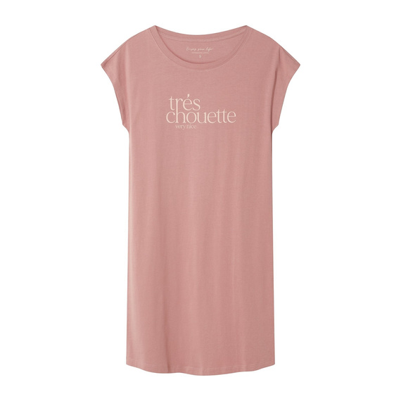 Koszula nocna damska 44490 Emela peach Henderson, 100% bawełna, krótki rękaw, półokrągły dekolt