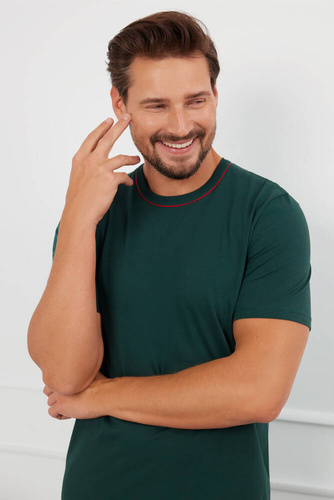 Fogo Piżama Męska krótki rękaw, spodenki Italian Fashion - zielony/druk