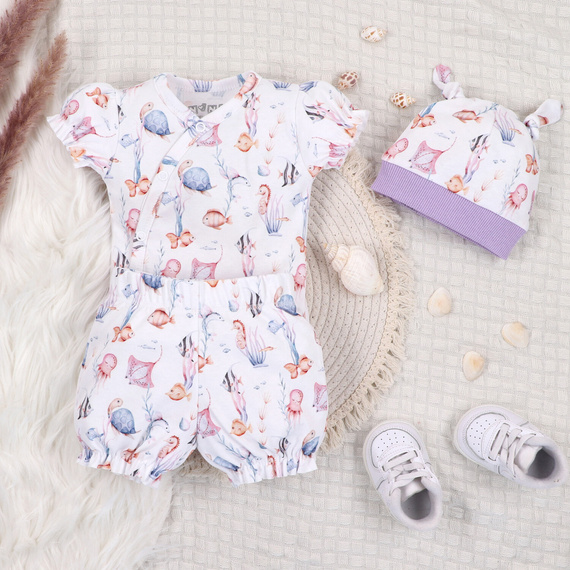 ABN-5490 Underwater World Czapka niemowlęca Nini  – bawełna organiczna, miękka, przewiewna