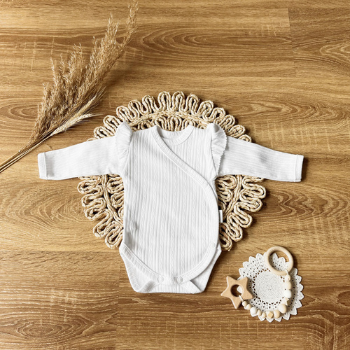 BKAG002 EkoBaby Body kopertowe z krótkim rękawem Mamatti - biały