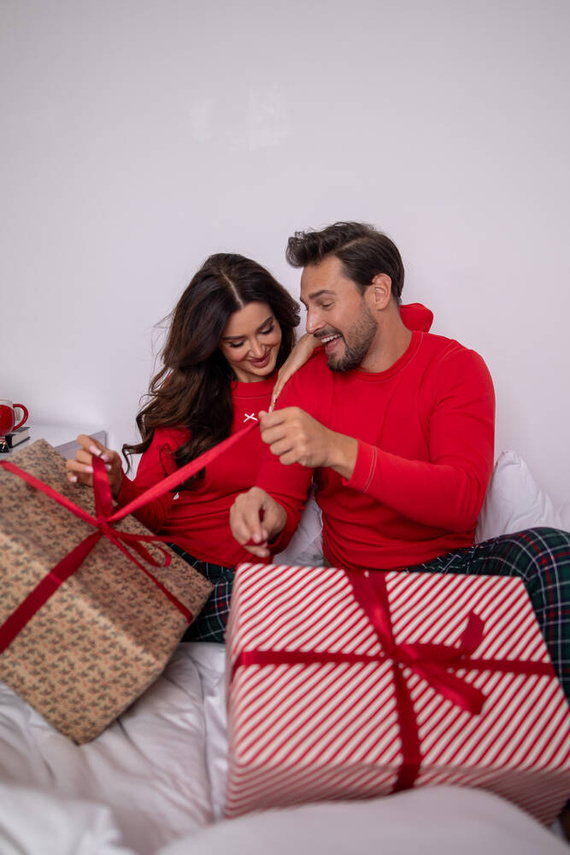 Fogo Piżama Męska długi rękaw, długie spodnie Italian Fashion - czerwony/druk