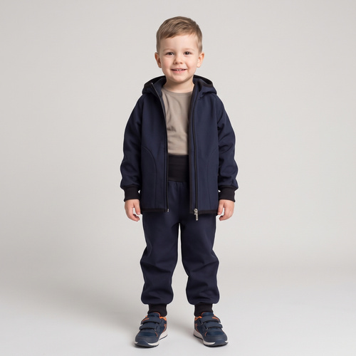 Nicol Spodnie 229054 softshell dziecięce polar wysoki pas ściągacze- granat