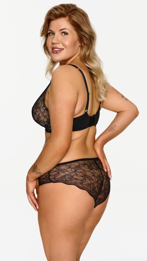 2608 Biustonosz Lupoline – czarna braletka koronkowa z fiszbinami