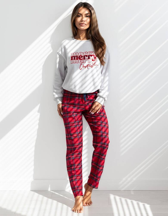 Gween Piżama damska Soft/Flanela  Sensis - szary