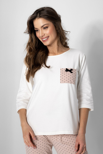 Eliza piżama damska Momenti Per Me ecru-powder pink