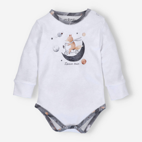 Space Tour Body z bawełny organicznej Nini biały