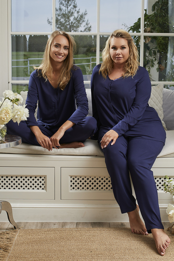 Song Piżama Damska długi rękaw, długie spodnie Italian Fashion - granatowy