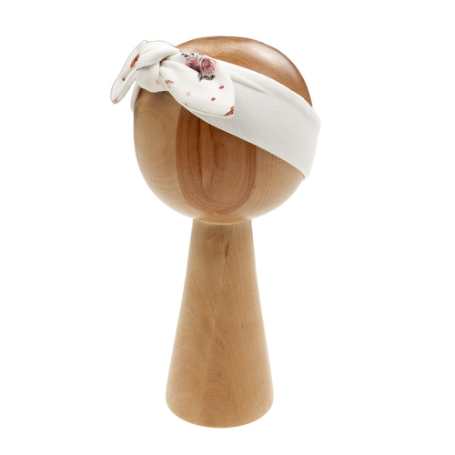 216065 Lala Opaska Nicol – kremowa bawełna z dużą kokardą