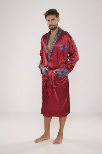 940 Satyna szlafrok męski Forex - bordo