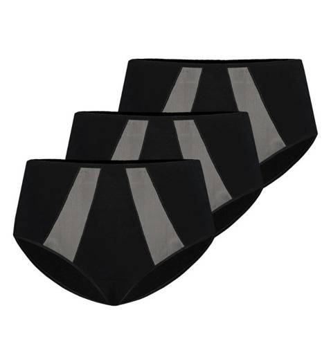 1125-3 Vicky Wielopak Figi z wysokim stanem Teyli - czarny