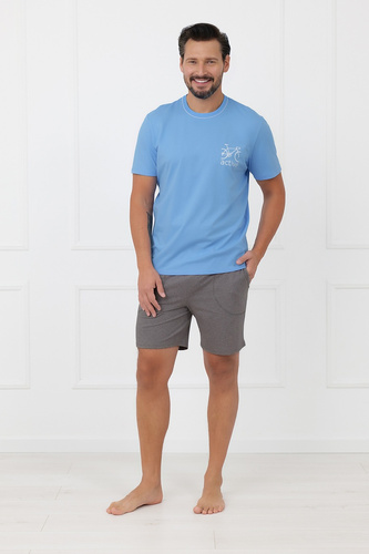 Piżama męska Active Italian Fashion bawełniana rower krótka- niebieski