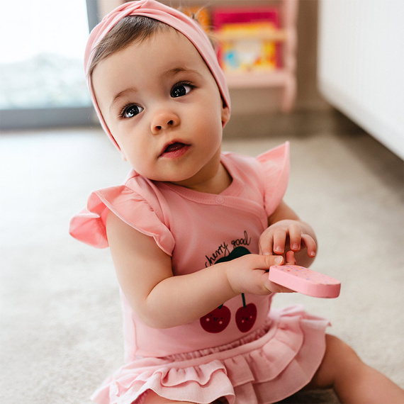 Body dziewczęce Eevi Cherry motylkowe rękawki bawełna rozpinane