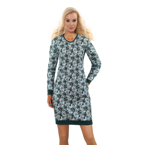 Julia Long Koszula nocna Sesto Senso kwiaty ciemna zieleń