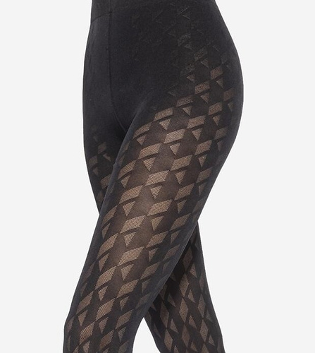 Loretta 155 Rajstopy damskie Gatta – wzór geometryczny, 50 den, matowe - nero 
