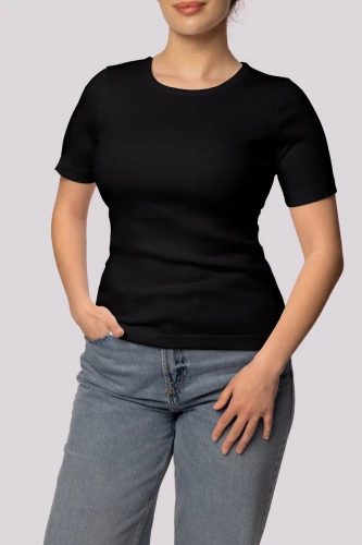 Ribbed Koszulka damska w prążek Mona czarny