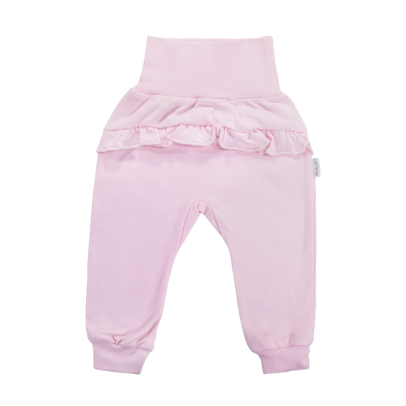 SPF006 Basic Spodnie niemowlęce z falbanką Mamatti - różowy