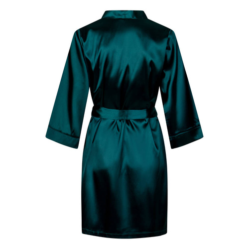 Vesna Szlafrok damski satynowy ByShelly - butelkowy zielony