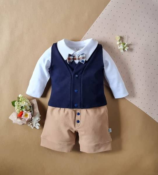 041PDR Little Gentleman Body z muszką Marija - biały