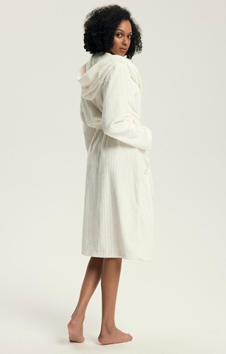 43600 Dionne Szlafrok damski z kapturem Henderson cream – miękki, długi, prążkowany