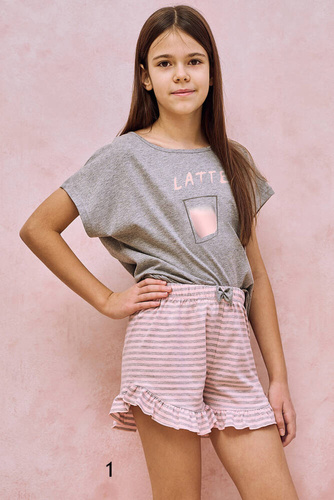 3172 Frankie Piżama dla dziewczynki Taro - szary