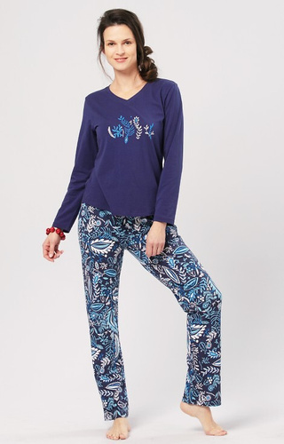 LNS 793 Piżama Damska bawełniana Key -granatowy
