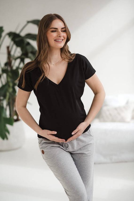 Two Ways bluzka ciążowa i do karmienia dwustronna krótki rękaw  Milk&Love czarny 
