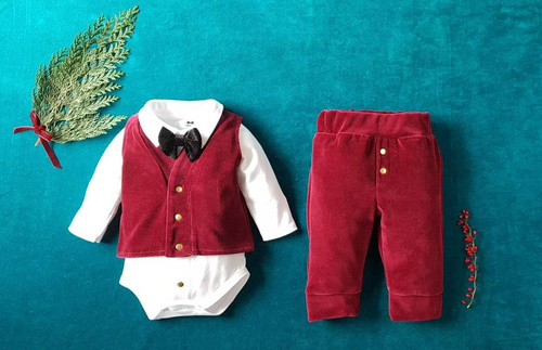 410W Little Gentleman Spodnie welurowe Marija - bordo