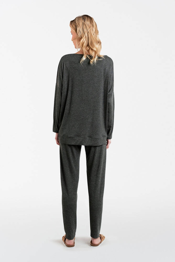 Akord Komplet damski długi rękaw, długie spodnie Italian Fashion - ciemny melanż