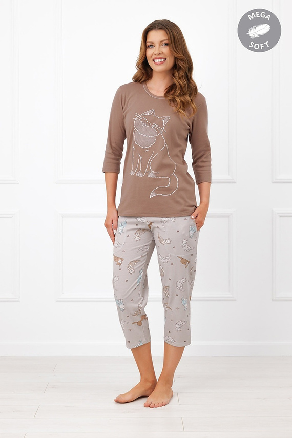Italian Fashion Filomena Piżama damska Mega Soft 3/4 koty kieszenie