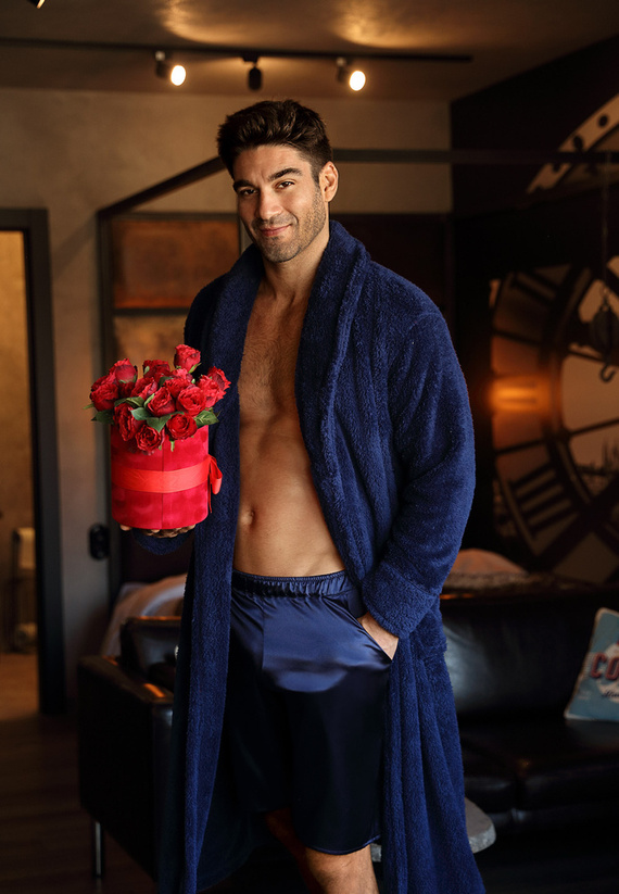 130 Podomka Szlafrok męski z kapturem Dkaren - granat