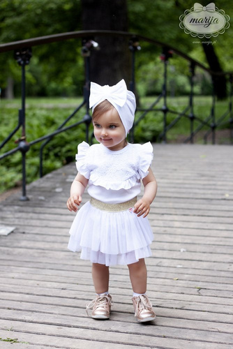 1826T Santa Spódniczka z tiulu ze złotą gumką Marija - biały