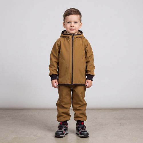 229003 Nicol Kurtka softshell chłopięca polar kaptur odblask- oliwkowa