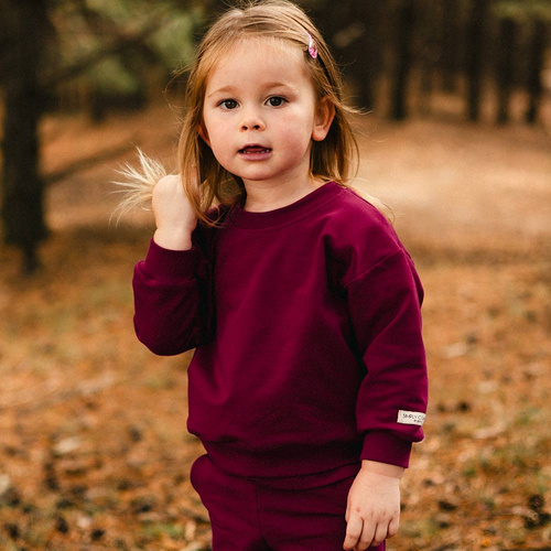 Simply Comfy Bluza dziecięca Eevi – oversize, 100% bawełna, bordowa