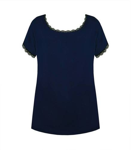 Margot Mix&Match Koszulka Piżamowa  Gładka Nipplex - granatowy