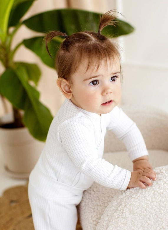 03249W "Natural Waffel" Body baby z długim rękawem Makoma white
