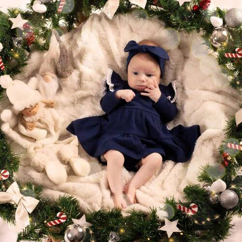 163170 Sukienko-body + opaska "Magia Świąt" Nicol - granatowy