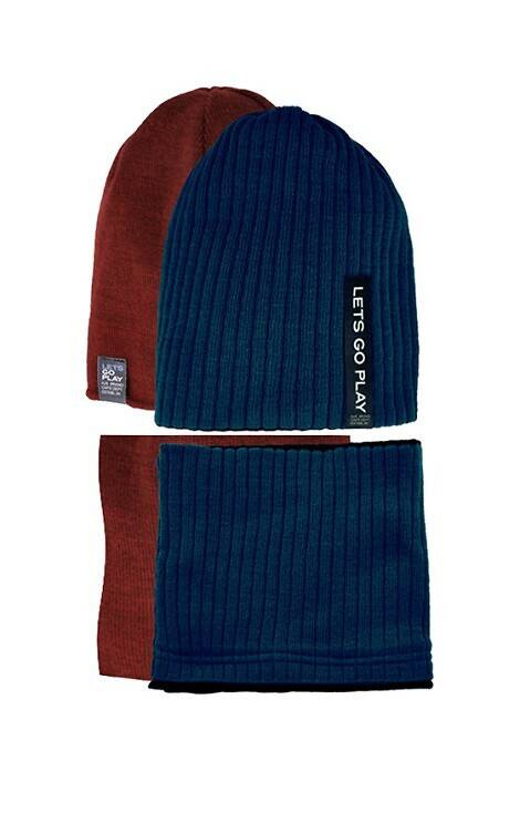 48-411 Komplet Czapka dziecięca + tuba/komin AJS granatowy melanż