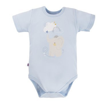 Mellow Body z krókim rękawem z nadrukiem Ewa Klucze- niebieski